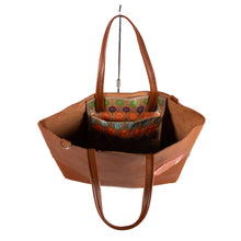 画像をギャラリービューアに読み込む, BROWN LEATHERxRED LOGO BIG TOTE BAG / ブラウンーレザーxレッドロゴ ビッグ トートバッグ