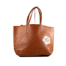画像をギャラリービューアに読み込む, BROWN LEATHERxSILVER LOGO BIG TOTE BAG / ブラウンーレザーxシルバーロゴ ビッグ トートバッグ