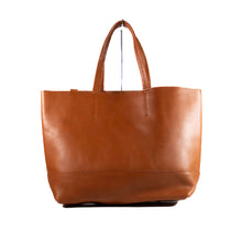 画像をギャラリービューアに読み込む, BROWN LEATHERxSILVER LOGO BIG TOTE BAG / ブラウンーレザーxシルバーロゴ ビッグ トートバッグ