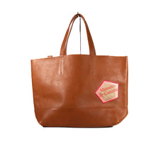 画像をギャラリービューアに読み込む, BROWN LEATHERxRED LOGO BIG TOTE BAG / ブラウンーレザーxレッドロゴ ビッグ トートバッグ