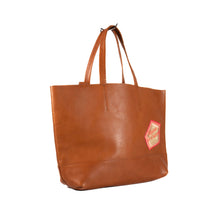 画像をギャラリービューアに読み込む, BROWN LEATHERxRED LOGO BIG TOTE BAG / ブラウンーレザーxレッドロゴ ビッグ トートバッグ