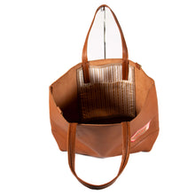 画像をギャラリービューアに読み込む, BROWN LEATHERxRED LOGO BIG TOTE BAG / ブラウンーレザーxレッドロゴ ビッグ トートバッグ