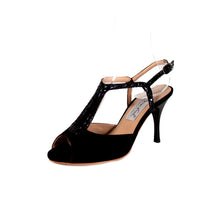 画像をギャラリービューアに読み込む, BLACK T-STRAP PEEP TOE SANDALS<br>(ブラック Tストラップ ピープトゥ サンダル)