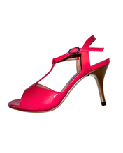 画像をギャラリービューアに読み込む, PINK PATENT LEATHER HEEL SANDALS (ピンク パテント レザー ヒール サンダル)