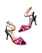 画像をギャラリービューアに読み込む, MULTICOLOR x GOLD BALLERINA HEEL SANDALS (マルチカラー & ゴールド バレリーナバレリーナ ヒール サンダル)