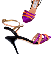 画像をギャラリービューアに読み込む, MULTICOLOR x GOLD BALLERINA HEEL SANDALS (マルチカラー & ゴールド バレリーナバレリーナ ヒール サンダル)