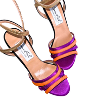 画像をギャラリービューアに読み込む, MULTICOLOR x GOLD BALLERINA HEEL SANDALS (マルチカラー & ゴールド バレリーナバレリーナ ヒール サンダル)