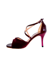 画像をギャラリービューアに読み込む, BORDEAUX FUR HEEL SANDALS (ボルドー ファー ヒール リボンストラップ サンダル)