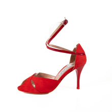 画像をギャラリービューアに読み込む, RED LEATHER BALLERINA STRAP SANDALS (レッドレザー バレリーナストラップ サンダル)