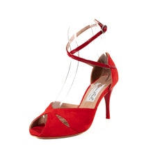 画像をギャラリービューアに読み込む, RED LEATHER BALLERINA STRAP SANDALS (レッドレザー バレリーナストラップ サンダル)