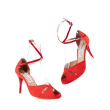 画像をギャラリービューアに読み込む, RED LEATHER BALLERINA STRAP SANDALS (レッドレザー バレリーナストラップ サンダル)