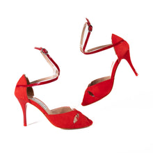 画像をギャラリービューアに読み込む, RED LEATHER BALLERINA STRAP SANDALS (レッドレザー バレリーナストラップ サンダル)