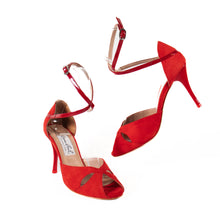 画像をギャラリービューアに読み込む, RED LEATHER BALLERINA STRAP SANDALS (レッドレザー バレリーナストラップ サンダル)