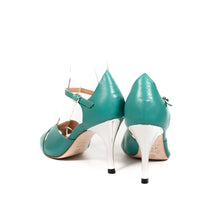 画像をギャラリービューアに読み込む, TULIP TURQOISE PEEP TOE SANDALS<br>(チューリップ型 ターコイズ レザー ピープトゥ サンダル)
