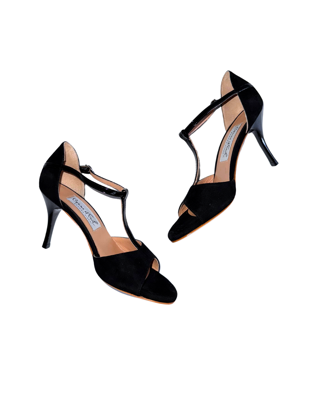 ALL BLACK T-STRAP HEEL SANDALS (オール ブラックブラック Tストラップ サンダル)