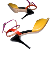 画像をギャラリービューアに読み込む, YELLOW SUEDE BALLERINA HEEL SANDALS (イエロー スエード バレリーナヒール)
