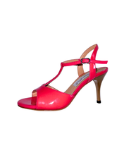 画像をギャラリービューアに読み込む, PINK PATENT LEATHER HEEL SANDALS (ピンク パテント レザー ヒール サンダル)
