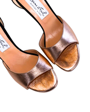 画像をギャラリービューアに読み込む, BLACK x GOLD SINGLE STRAP HEEL SANDALS (ブラック&amp;ゴールド シングル シングル ストラップ ヒール サンダル)
