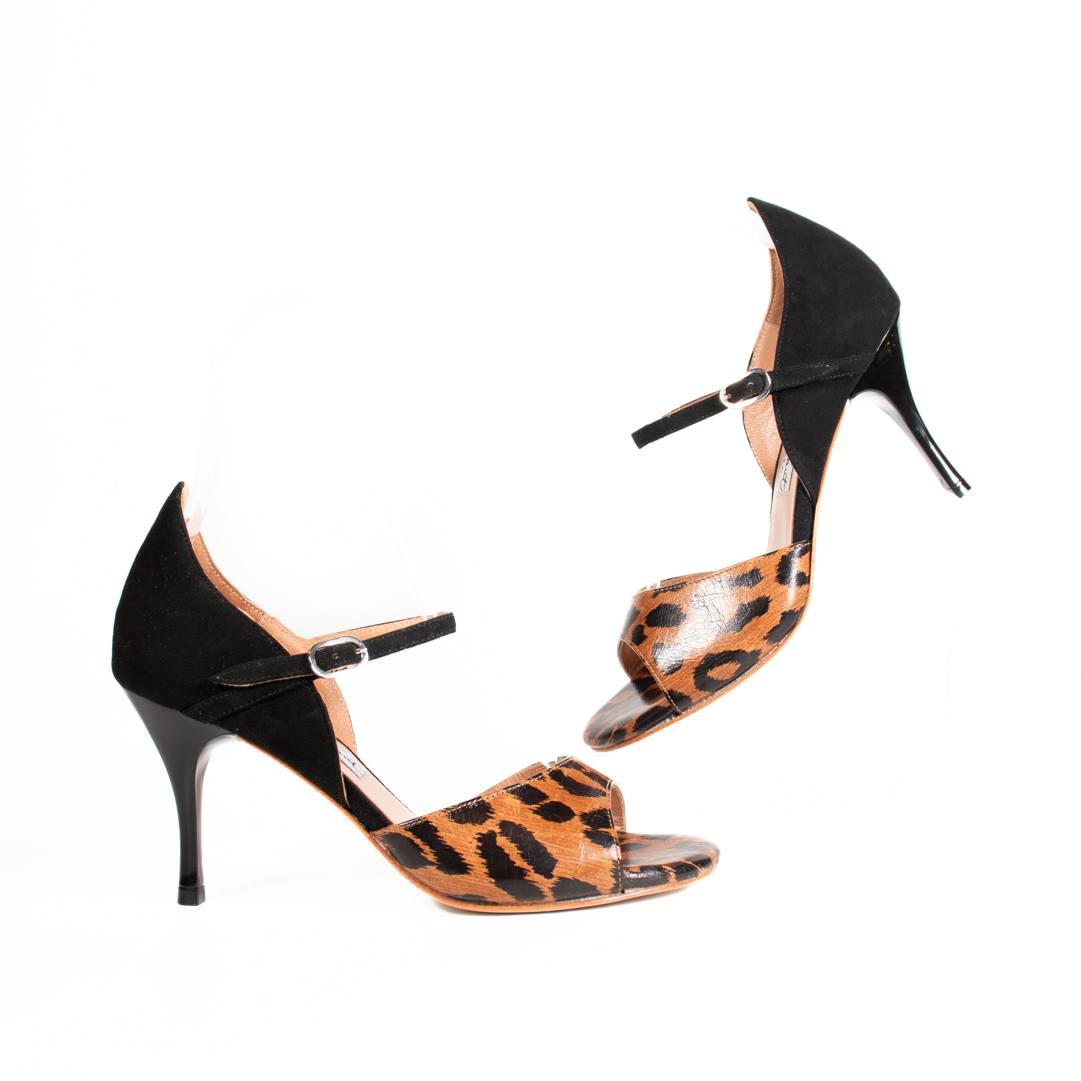 TULIP LEOPARD SINGLE STRAP SANDALS, (チューリップ型 レオパード シングルストラップ サンダル)